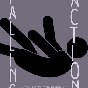 May include: A black and white illustration of a person falling with the words "Falling Action" on either side. The text reads "The events after the climax that lead to the eventual resolution of the story." and "After hearing the verdict of the grand jury, Starr joins a protest and gets caught up in a riot in "The Hate You Give" by Angie Thomas."
