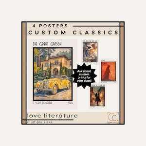 Custom Classic Literature Posters High School English Classroom Posters Library Wall Art Famous Novels Posters Popular Book Covers