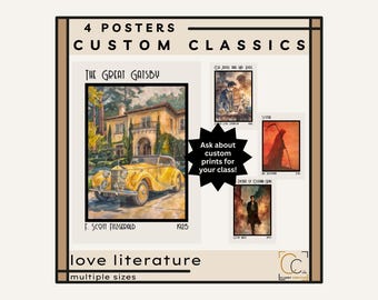 Pôsteres de romances clássicos personalizados: Arte da biblioteca da sala de aula de inglês do ensino médio (download digital)