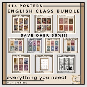 Englisch Klassenzimmer Poster Bündel High School Englisch Dekor Literaturbegriffe Schreiben Geschichte Elemente Literatur Geräte Beliebte Buch Archetypen