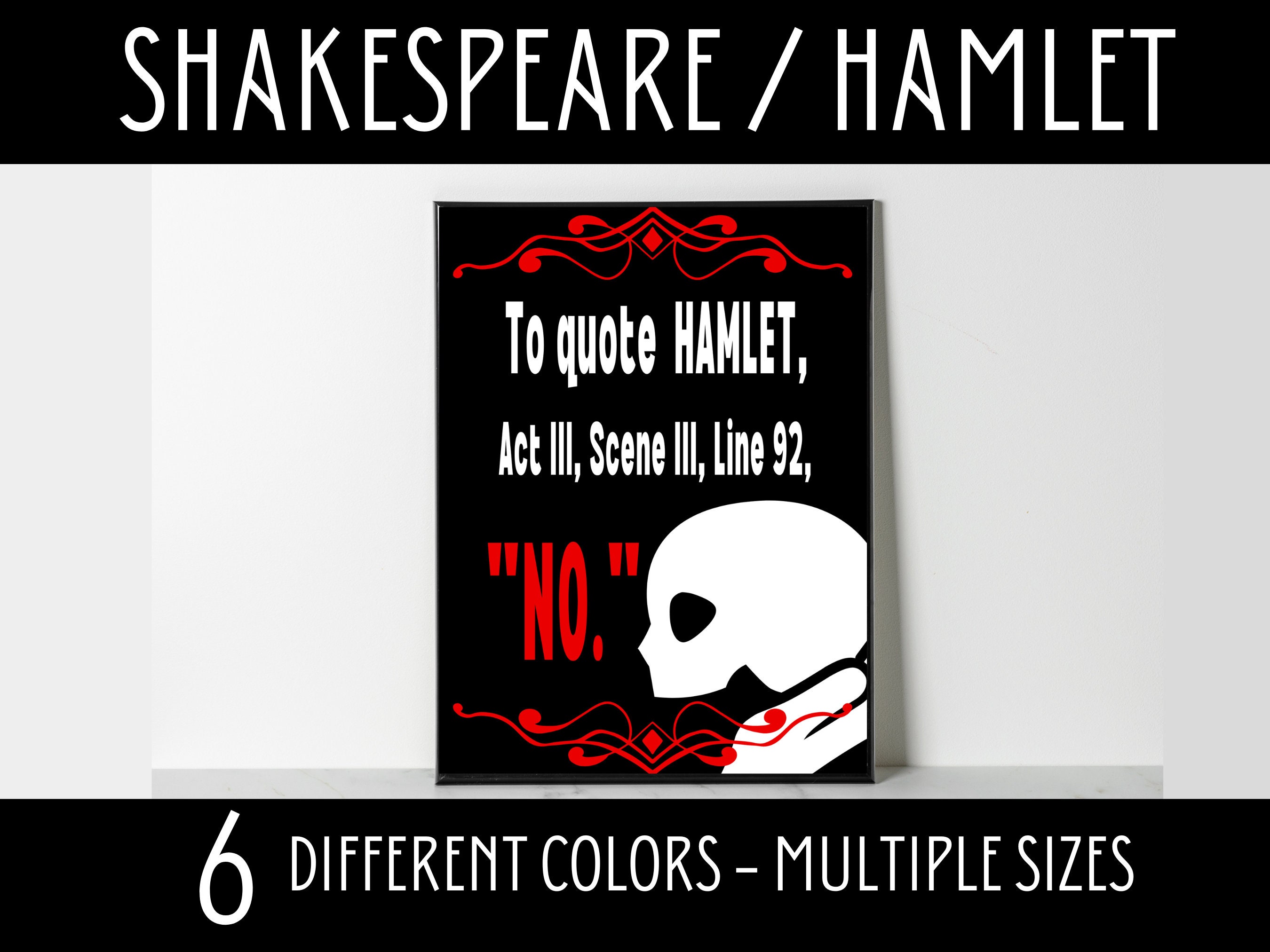 Shakespeare Poster English Classroom Decor Hamlet Quote Etsy