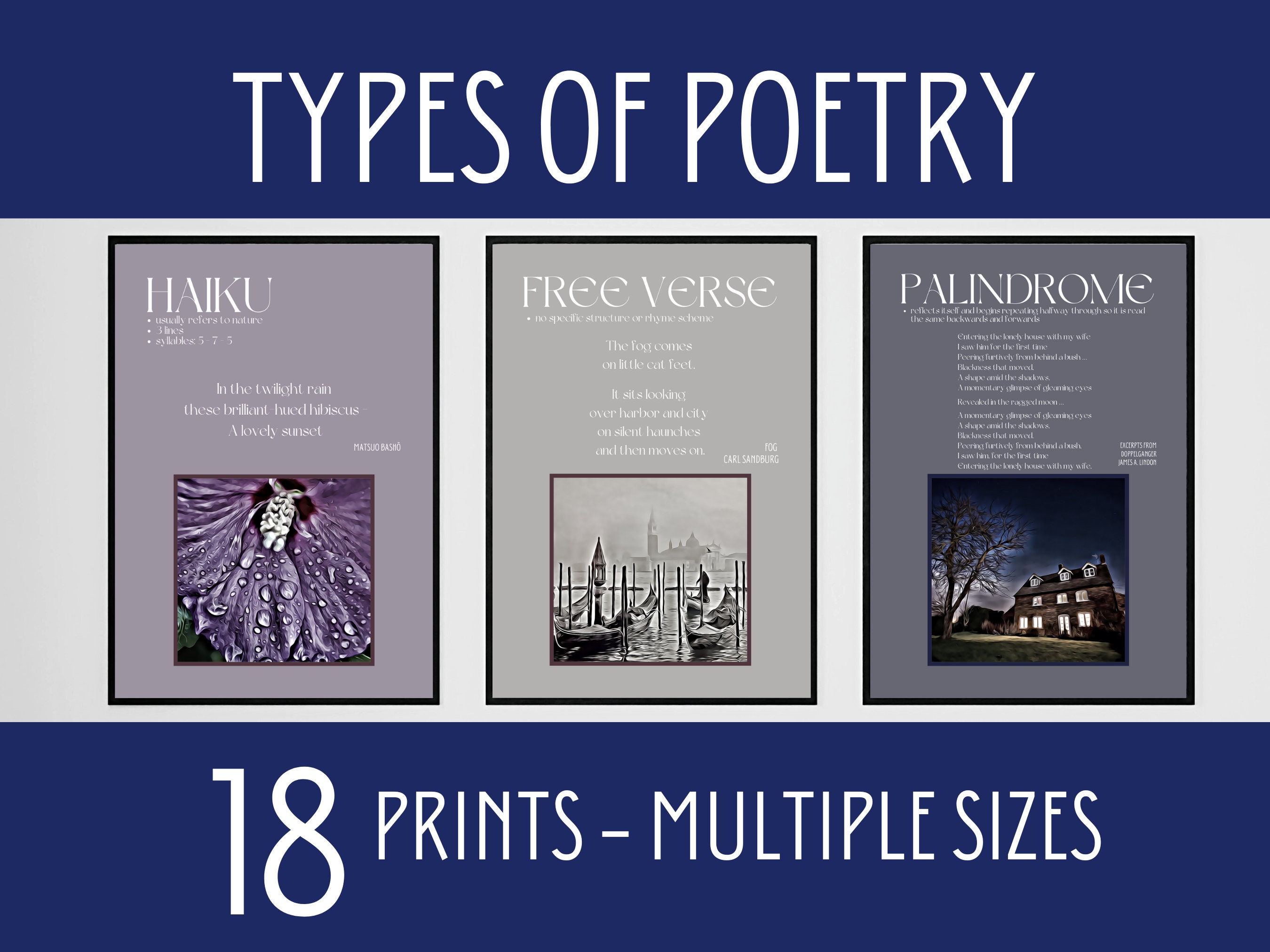 Types of Poetry Posters Poetic Forms English Classroom Etsy
