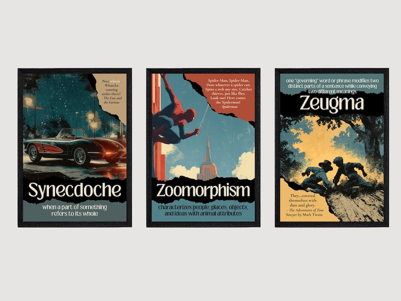 Literary Terms Poster Bundle Set 2: Vintage Figurative Language Poetic ...