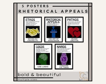 Poster zur Rhetorischen Appelle: Ethos Pathos Logos Kairos High School AP Englisch Klassenzimmer Dekor Rhetorische Ansatz Poster Set