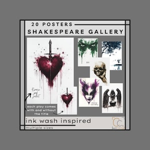 Shakespeare Gallery Wall Shakespeare&#39;s Plays Posters High School English Classroom Decor Literary Art Prints School Library Wall Art