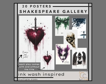 Shakespeare Plays Posters: High School English Classroom Gallery Wall Macbeth Hamlet Romeo and Juliet Poster