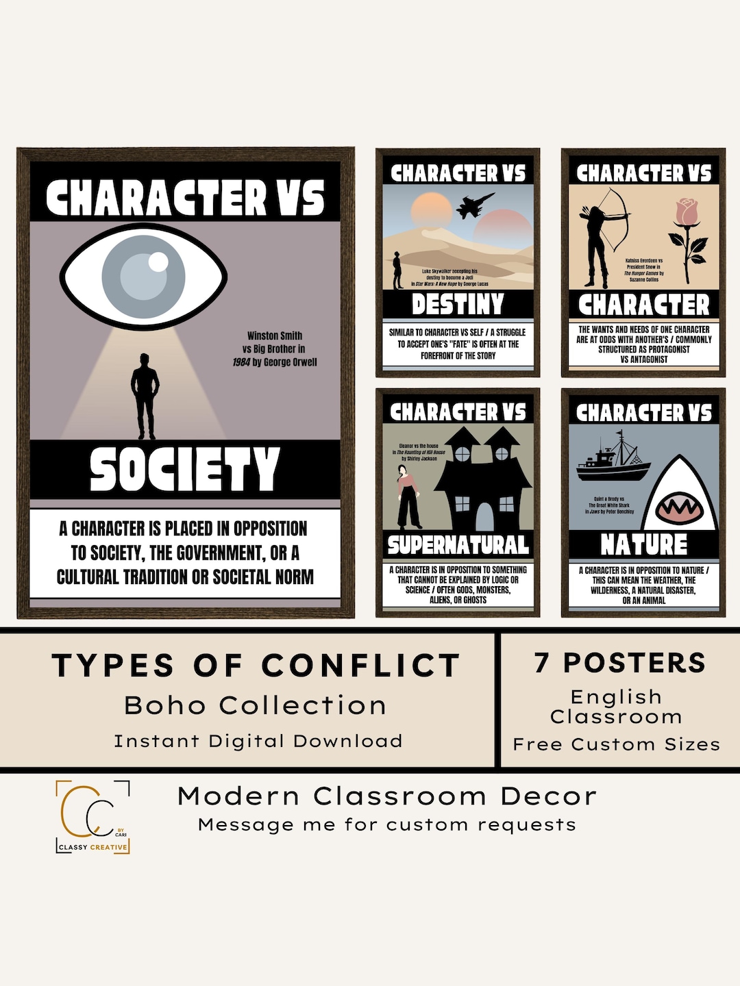 Types of Conflict Posters Literary Elements Parts of a Story High ...