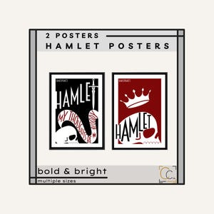 Hamlet Title Posters: High School English Classroom Decor Shakespeare's Plays Poster Hamlet Movie Poster