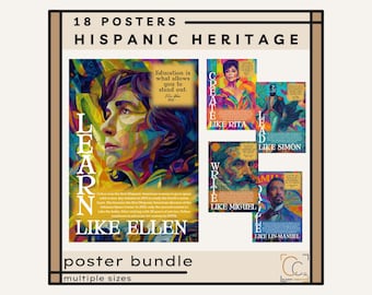 Hispanic Heritage Month Posters: Latino Leaders Bulletin Board (Digital Download)