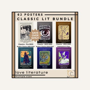 Classic Literature Posters Bundle Literary Prints High School English Classroom Decor Library Posters Popular Book Covers Famous Novels