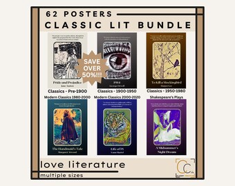Classic Literature Posters: High School English Classroom Decor (Digital Download, 62 Prints Bundle)