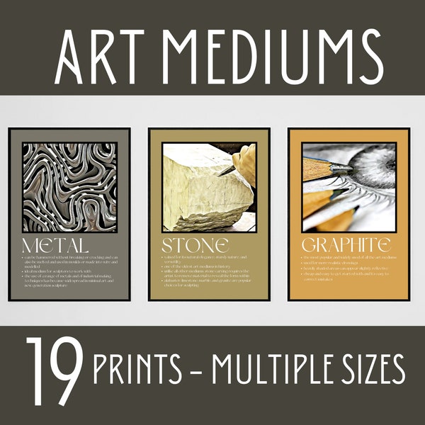 Art Mediums Posters, Art Classroom Decor, Types of Art, Art Media Prints, High School Art Prints, Art Teacher Gift, Middle School Art Poster