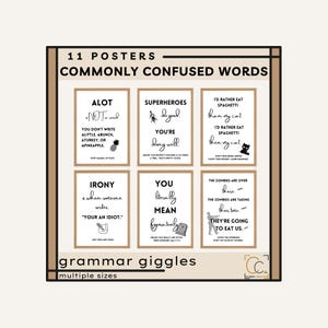 Lustige Grammatik Poster Häufig Verwechselte Wörter Grammatik Fehler Poster Englische Klassenzimmer Dekor Mittelschule Durcheinander