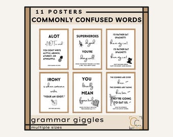 Funny Grammar Posters: Commonly Confused Words Classroom Decor (Digital Download)
