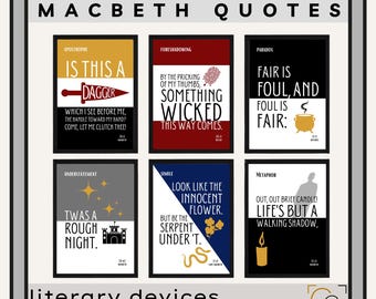 Macbeth Quotes Literary Devices in Macbeth Shakespeare Figurative Language Macbeth Posters English Classroom Decor High School English
