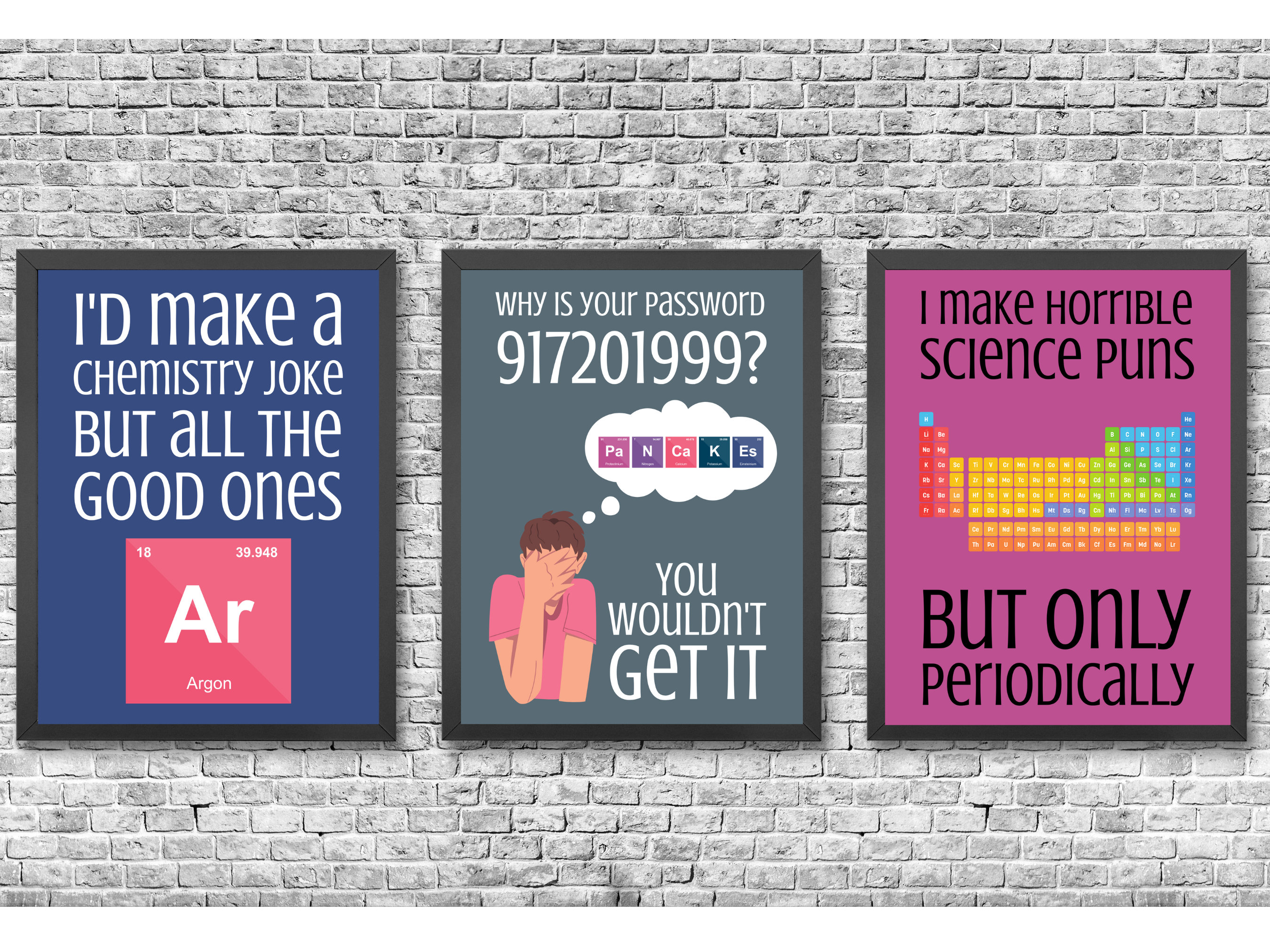 Chemistry Puns Posters: Funny Science Classroom Poster Middle School ...