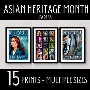 Asian and Pacific Islander Heritage Month Posters, Asian Heritage Month Bulletin Board, Diverse Classroom Decor, Famous Asian Leaders