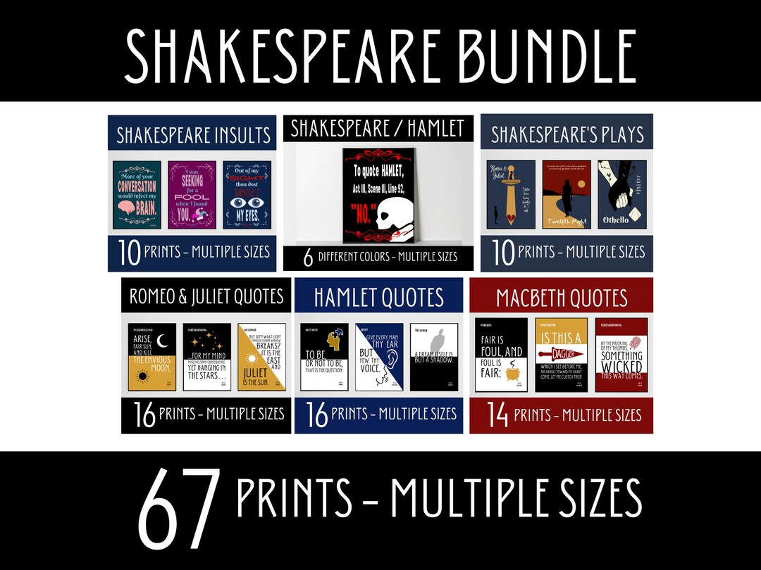 Shakespeare Library Card Shakespeare Bundle, English Classroom Decor, High School Posters ...