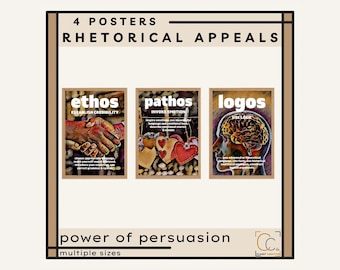 Ethos Pathos Logos Kairos Poster Set: Rhetorische Appelle AP Englisch Klassenzimmer Dekor Überzeugendes Schreiben Sprechposter