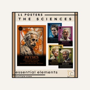 Les affiches de la classe de sciences : affiche de classe de sciences au collège Domaines scientifiques Physique Chimie Biologie Scientifiques célèbres