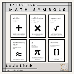 Pósteres de símbolos matemáticos Decoración de aulas de matemáticas Arte mural de matemáticas de secundaria Matemáticas de escuela media Impresiones divertidas de matemáticas Regalo para profesores de matemáticas