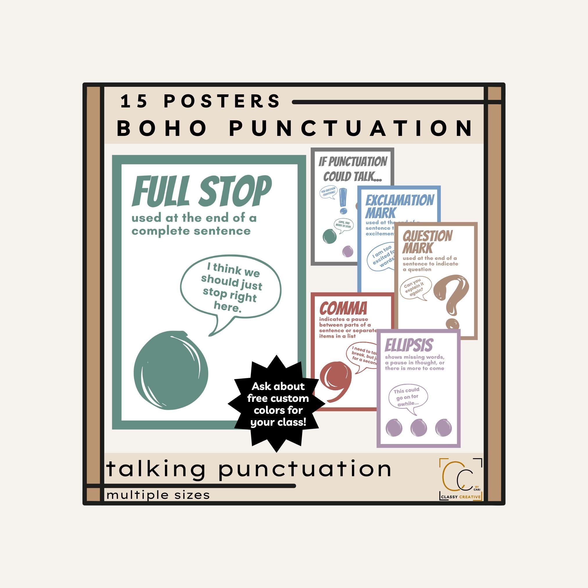 Punctuation Marks Poster Bundle: Middle School English Classroom Decor ...