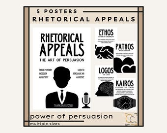 Rhetorical Appeals Ethos Pathos Logos Kairos Posters High School English Classroom Persuasive Writing Posters English Teacher Gift