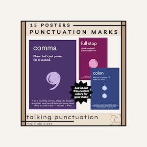 Funny Punctuation Marks Posters: Middle School English Classroom Decor Talking Punctuation Elementary Grammar Sentence Structure