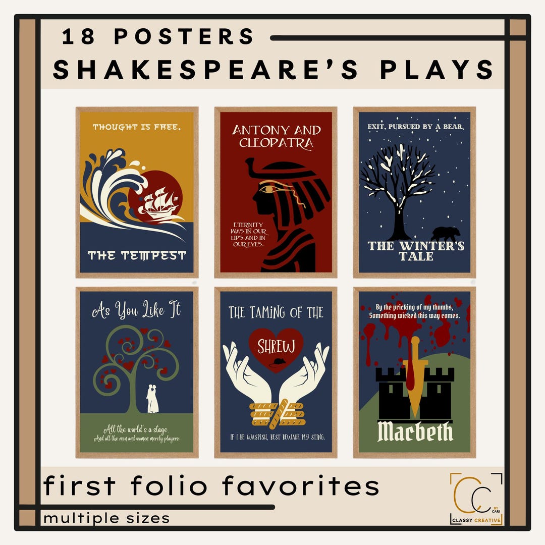 Shakespeare Library Card Shakespeare Prints Shakespeare Gallery Wall High School English ...