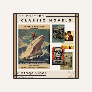 Classic Literature Posters Literary Print High School English Classroom Vintage Movie Posters Famous Novels Popular Book Covers 19th Century