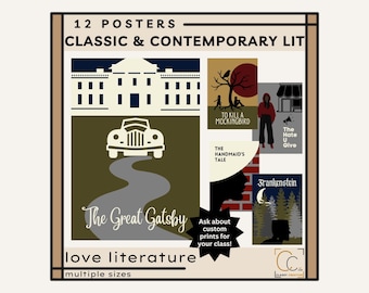 Classic Novels Poster Set: High School English Classroom Decor (Digital Download)