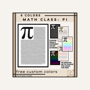 Pi Constant Math Poster: High School Mathematics Classroom Posters Algebra Equations Symbols