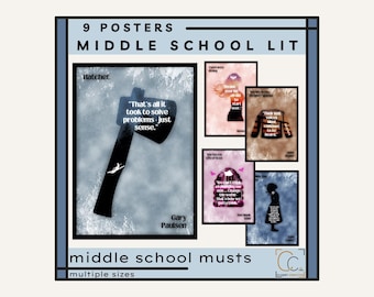 Middle School Literature Posters: Classic Novels Classroom Decor (Digital Download)