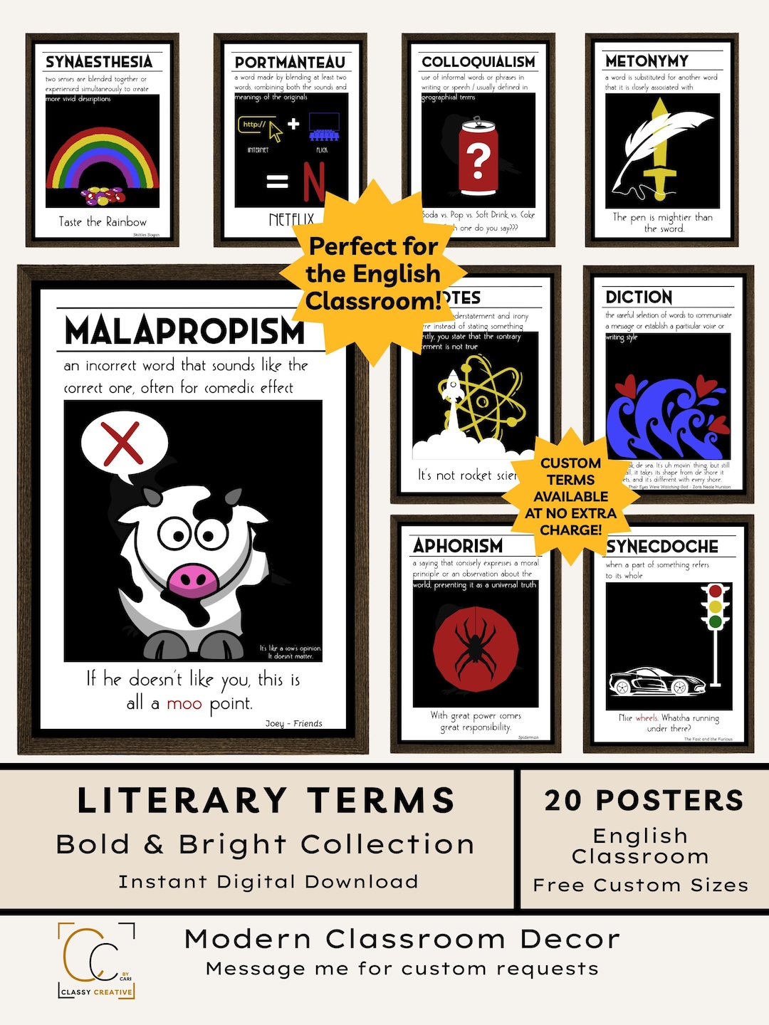 Literary Devices Poster Bundle 2: High School English Classroom Decor ...