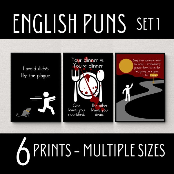 English Grammar Puns, English Classroom Posters, Grammar Posters, High School English Decor, Middle School English Posters, Funny Grammar