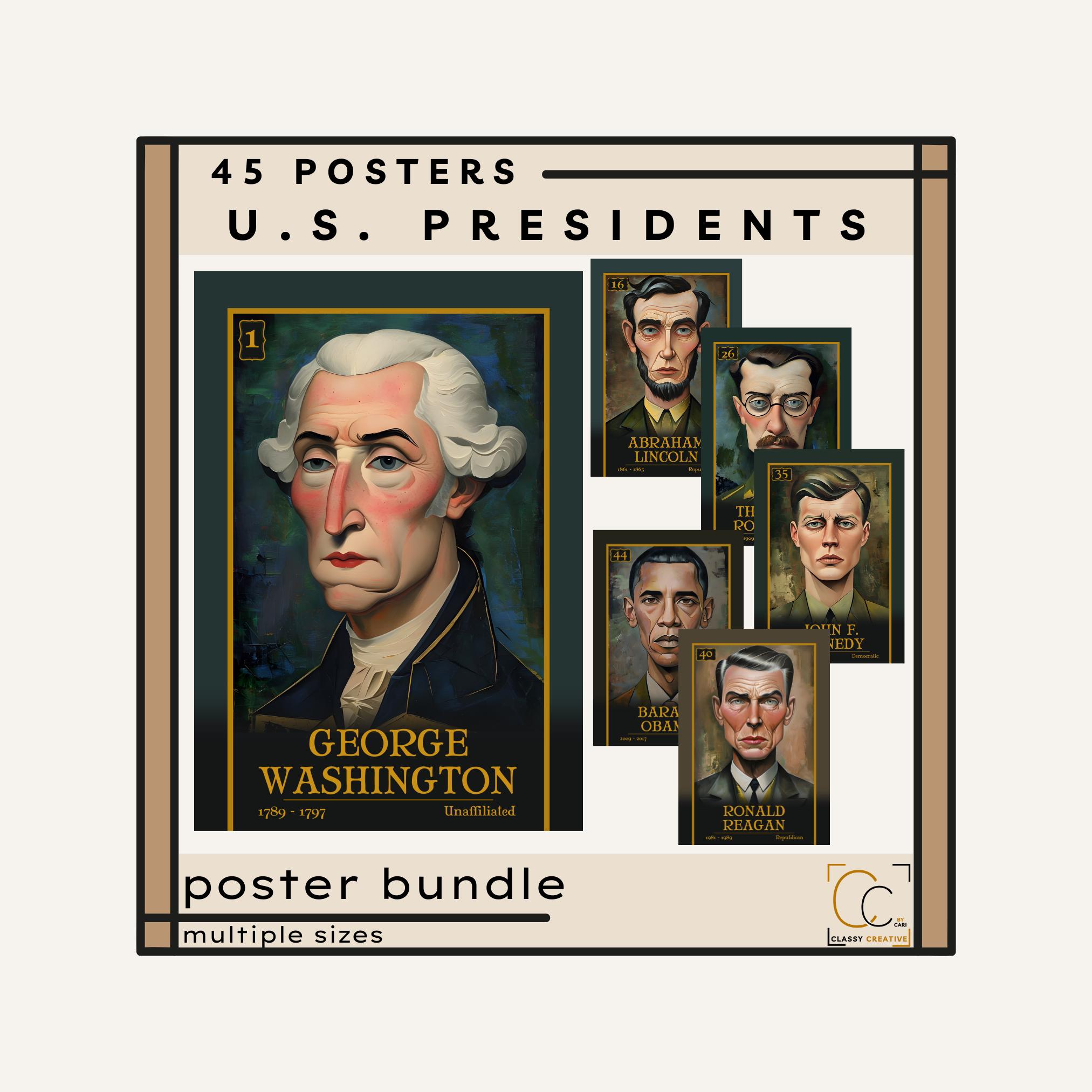 アメリカ大統領ポスター：アメリカ史教室装飾 アメリカ史ポスターセット 社会科 政治ユニット