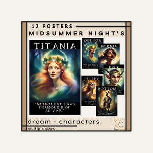 Midsummer Night's Dream Character Quote Posters: Shakespeare High School English Classroom Decor Famous Shakespeare Quotes