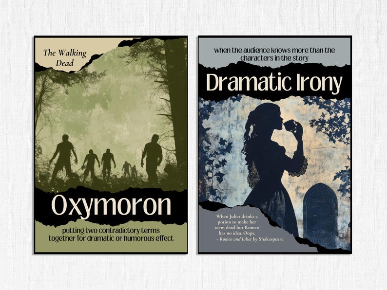 Literary Terms Poster Bundle: Vintage Figurative Language Poetic ...