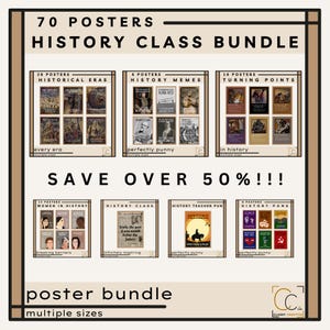 Geschichtsklasse Decor Bundle High School Geschichte Poster Geschichte Wandkunst Wendepunkte in der Geschichte Lustige Geschichte Wortspiele Historische Epochen