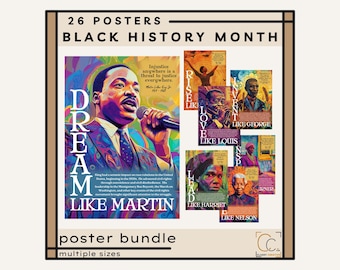 Black Geschichtsmonat Poster: Inspirierende afroamerikanische Führer Autoren Athleten Musiker Wissenschaftler Bürgerrechtsgeschichtsposter Aktivisten