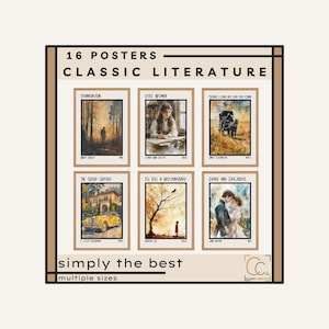 Classic Literature Posters High School English Classroom Posters Library Wall Art Famous Novels Posters, Popular Literary Book Prints