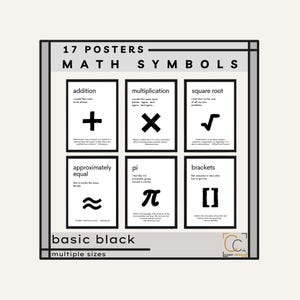 Math Symbols Posters: Funny Mathematics Classroom Poster Maths Addition Subtraction Multiplication Division Signs