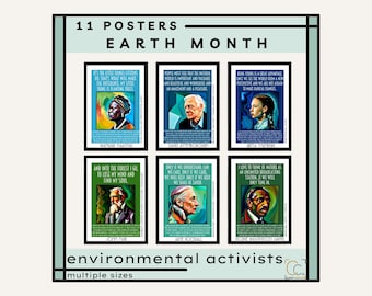 Carteles del Mes de la Tierra: Decoración de aulas con ambientalistas famosos (descarga digital, archivos PDF y JPEG)