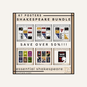 Shakespeare Poster Bundle High School English Classroom Decor Shakespeare Prints Shakespeare Gallery Wall Art Macbeth Hamlet Romeo & Juliet
