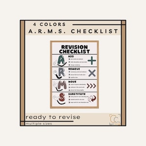 ARMS Revision Poster: Middle School English Classroom Decor Editing Checklist Anchor Poster Writing Process Posters
