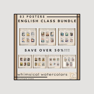 High School English Classroom Poster Bundle Story Elements Literary Devices Literary Terms Classic Literature Prints Shakespeare Wall Art