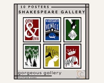 Shakespeare Plays Posters: High School English Classroom Gallery Wall Macbeth Hamlet Romeo and Juliet Posters