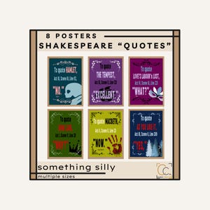 Shakespeare Posters English Classroom Decor Funny High School Shakespeare Gallery Wall Art Shakespeare Plays Quote Prints
