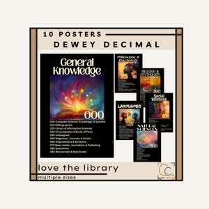 Dewey Decimal Posters: School Library Classification Poster Bundle Book Labels Library Categories