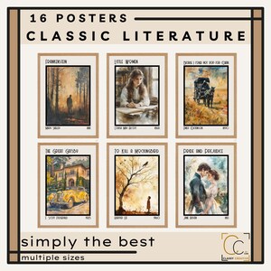 Klassische Literatur Poster High School Englisch Klassenzimmer Poster Bibliothek Wandkunst Berühmte Romane Poster, beliebte literarische Buchdrucke